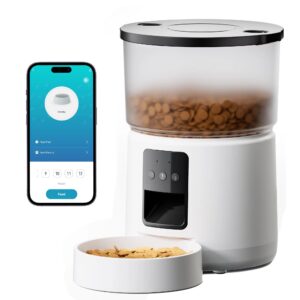 automatic cat feeder: 2.4g/5g cat food dispenser - cat feeder with 1-10 meals - wifi cat feeder automatic - app control - cat automatic feeders - auto cat feeder - 3l pet feeder - bemoony white