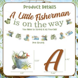 kreat4joy Fishing Baby Shower Decorations for Boy, Gone Fishing Baby Shower Decorations, A Little Fisherman Is on the Way Banner Cake Cupcake Toppers Blue Green Brown Balloons for Fish Baby Shower