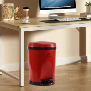 DynkoNA 2.1 Gollon/ 8 Liter Small Trash Can with Step Pedal, Plastic Garbage Can. Red