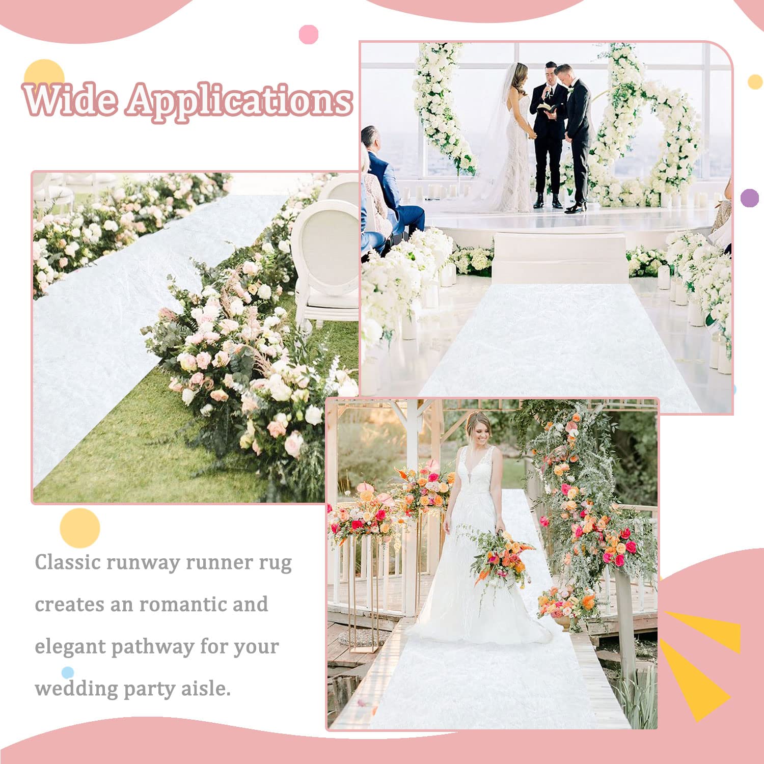 FOTSHARER White Aisle Runners for Weddings 4FTx20FT Long Velvet Aisle Runner for Wedding Ceremony Luxury Aisle Runner Rug Wide Carpet Runner Wedding Runway for Bridal Shower Church Wedding Reception