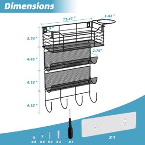 VITVITI Metal Hair Tool Organizer Wall Mount, Hair Dryer Holder with 3 Tier Shelf Basket Hooks, Bathroom Hair Styling Tool Organizer for Curling Iron/Blow Dryer/Straightener, Matte Black