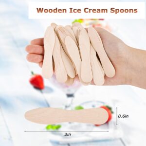 HANSGO 100PCS Wooden Ice Cream Spoons, Mini Tasting Spoons Wooden Small Dessert Spoons Sample Spoons for Crafts Tasting Sampling