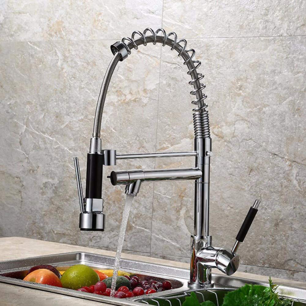 Kitchen Faucet Copper Kitchen Faucet Dual-Purpose Vertical Washing Pot Spring Cold-hot Mixed Faucet