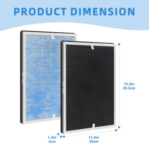 2 Pack MSA3 MSA3S Replacement Filter Compatible with Membrane Solutions MSA3 and MSA3S Air Purifier,True HEPA Air Purifier Replacement Filters