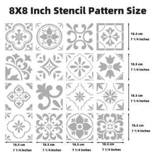 16-Pack Spanish Tile Stencil Set (8X8 Inch) Authentic Patterns for Floor and Wall, Reusable Tile Stencils for Painting on Floors, Furniture, and Canvas, DIY Spanish Talavera Home Décor