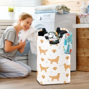 Exnundod Laundry Hamper Golden Retriever Dogs, Large Laundry Baket Organizer Cartoon Dog Face Waterproof Storage Basket Collapsible Clothes Hamper for Blanket Toys Dirty Clothes