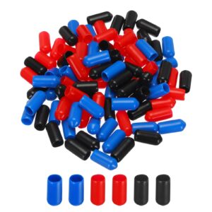 uxcell 90pcs rubber end caps 7.5mm id vinyl pvc round tube bolt cap cover screw thread protectors, black red blue