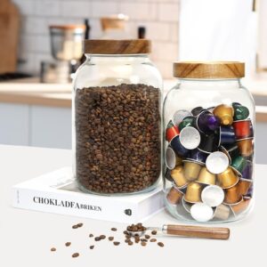 YoenKtss 1 Gallon Glass Jar with Airtight Lid, Wide Mouth Mason Jar with Wood Lid, Glass Storage Jars for Kitchen to Store Flour, Rice, Beans, Grains, Oats, Pasta, Sugar, Cookies