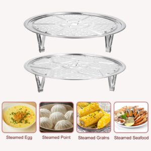 uxcell 3pcs Stainless Steel Steamer Rack with Stand, 8.6 Inches/9.5 Inches/10.2 Inches Pot Steaming Tray for Steamer Cookware Instant Pressure Cooker