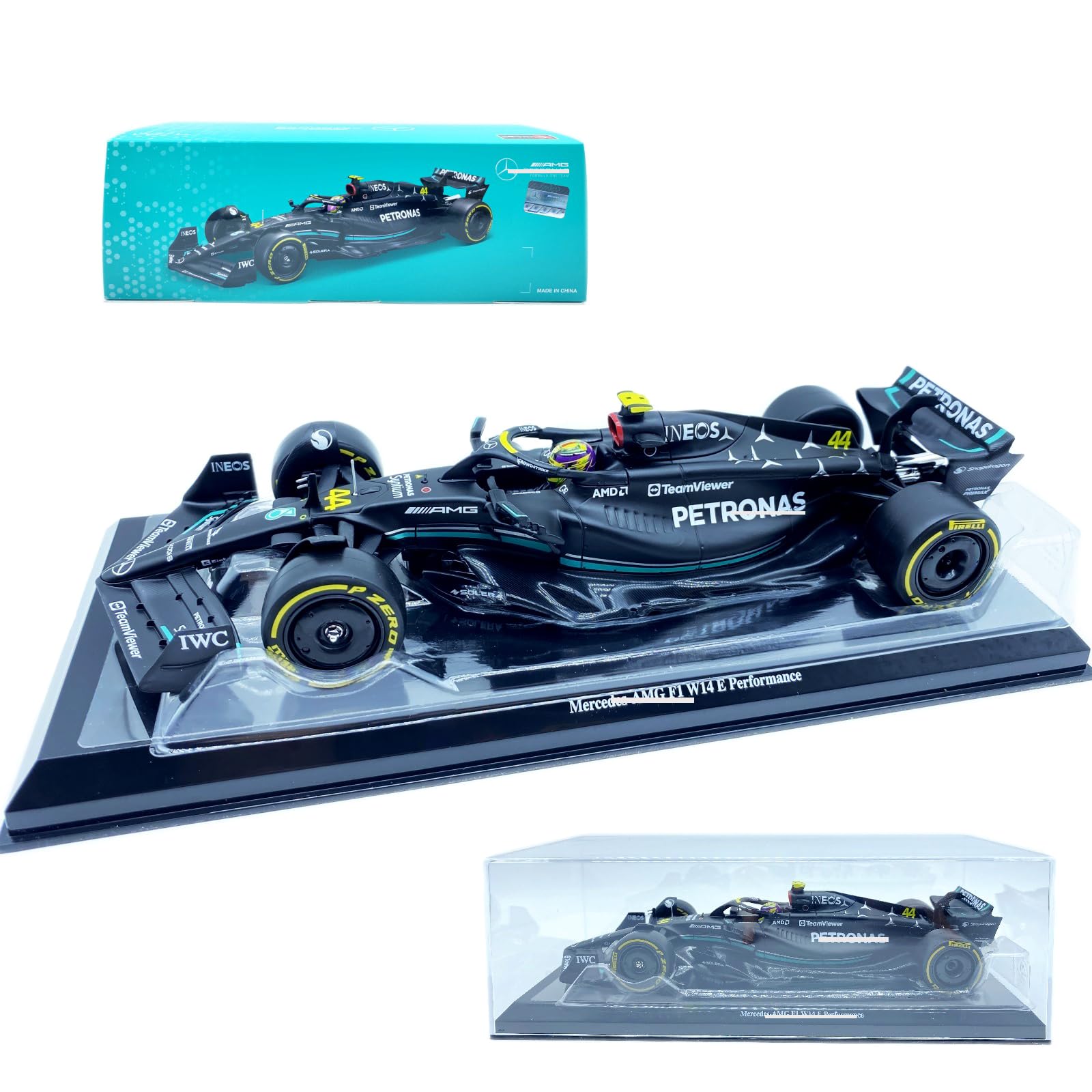 HTLNUZD 2023 New 1/24 F1Mercedes AMGW14#44 for Lewis Hamilton 1:24 Formula One F1W14#44 Alloy Racing Die Cast Car Static Adult Collection Model