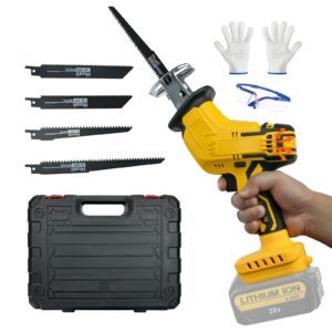 cordless reciprocating saw for dewalt 20v battery, sawzall tool-free blade change with 4 saw blade,0-3000 spm variable speed for wood/metal/pvc cutting, tool only, no battery