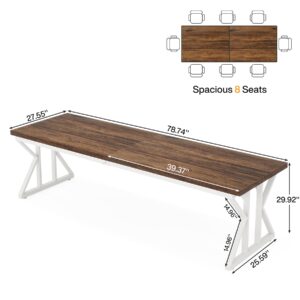 Tribesigns 78.7 Inches Long Computer Desk, Two Person Desk Large Executive Office Desk, Double Desk Study Writing Table for Home Office (Brown/White)