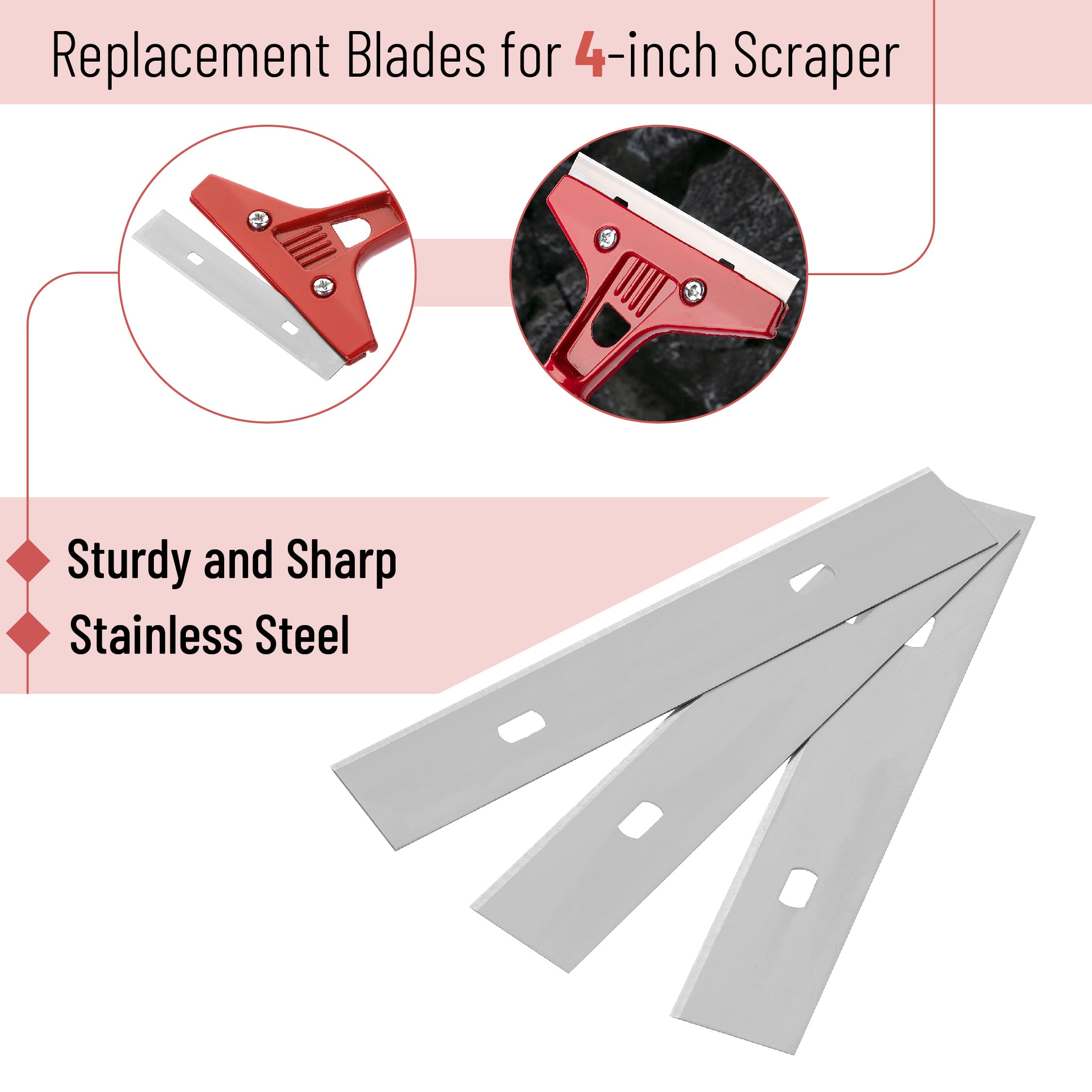 Bates- Replacement Scraper Blades, 4 Inch, 30 Pcs, Stainless Steel Razor Blades, Scraper Blades, Floor Scrapper Blade, Replacement Razor Blades, Paint Scraper Blades, 4 Inch Scraper Blades