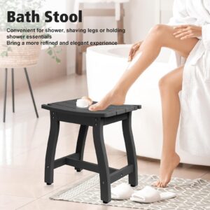 SUEH DESIGN Shower Bench, HIPS Shower Chair Waterproof Shower Stool for Inside Shower Spa, Shower Seat for Adults Elderly Indoor Outdoor, Black