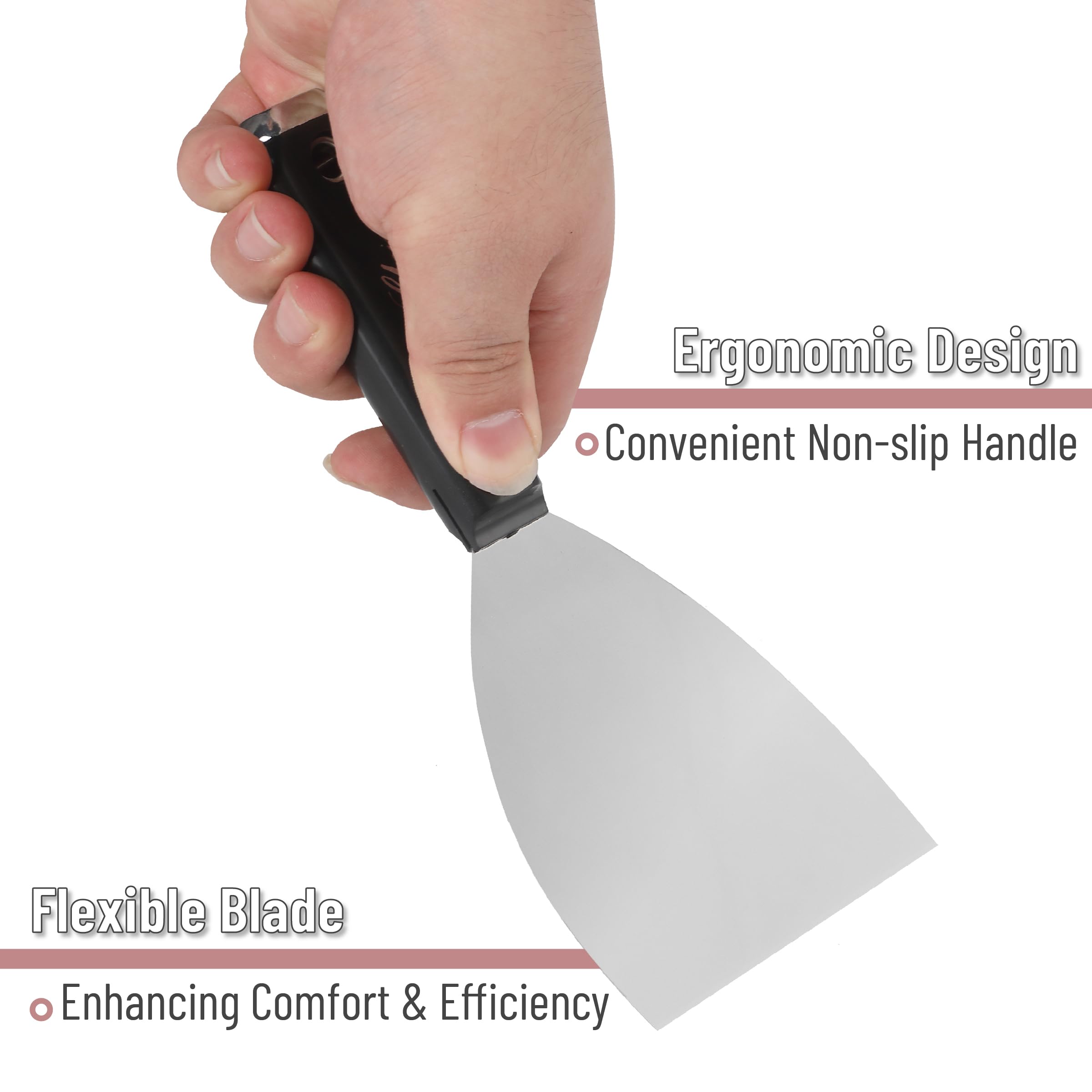 Bates- Putty Knife, 4 Inch, Carbon Steel, Flexible, Metal Scraper, Drywall Spackle Knife, Metal Paint Scraper Tool, Putty Knife Scraper, Wall Scraper, Metal Putty Knife, Drywall Putty Knife