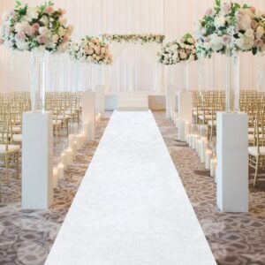 fotsharer white aisle runners for weddings 4ftx20ft long velvet aisle runner for wedding ceremony luxury aisle runner rug wide carpet runner wedding runway for bridal shower church wedding reception