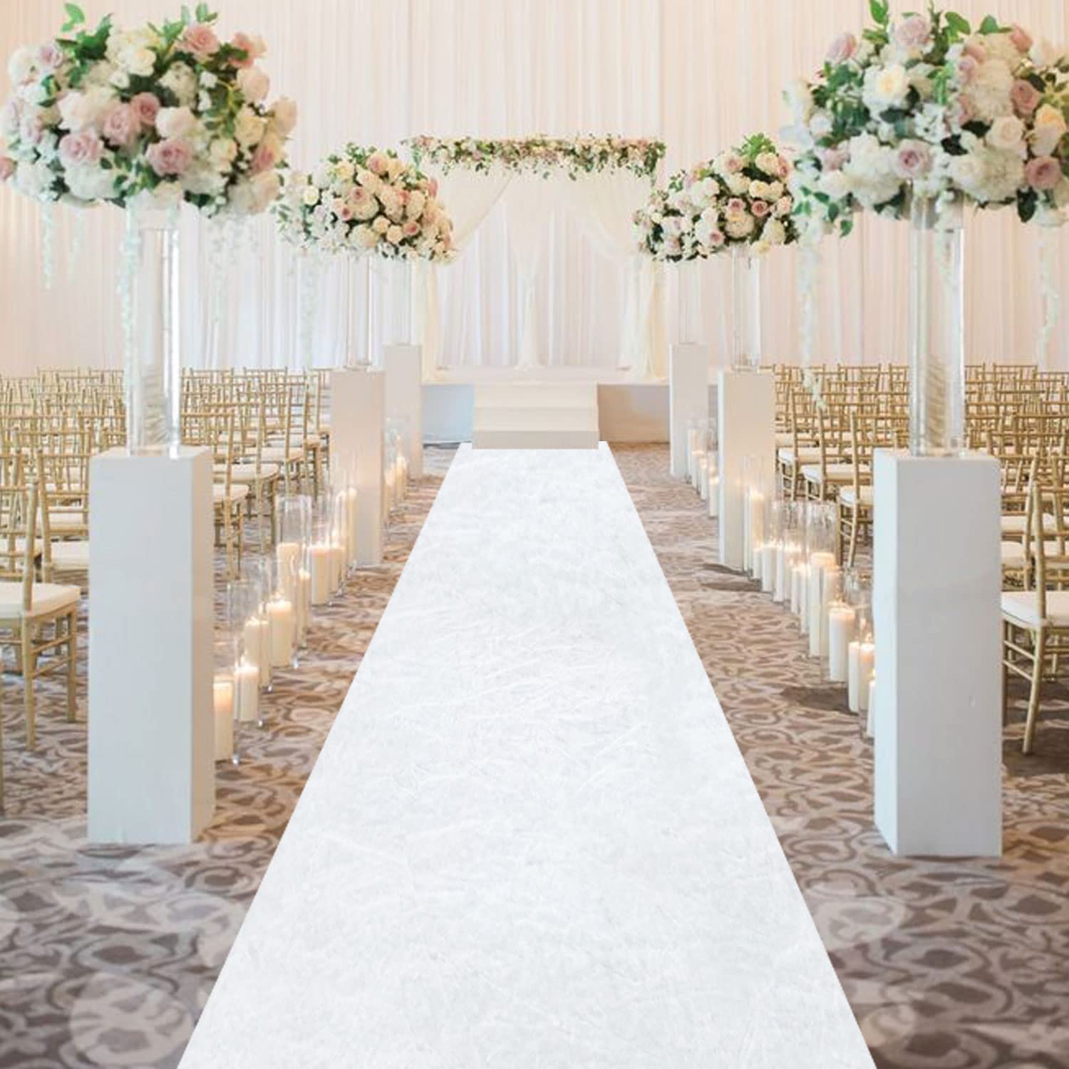 FOTSHARER White Aisle Runners for Weddings 4FTx20FT Long Velvet Aisle Runner for Wedding Ceremony Luxury Aisle Runner Rug Wide Carpet Runner Wedding Runway for Bridal Shower Church Wedding Reception