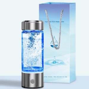 Hydrogen Water Bottle, Portable Hydrogen Water Ionizer Machine, Hydrogen Water Generator, Rechargeable Hydrogen Rich Water Glass Health Cup for Home Travel（Silver）