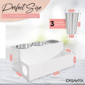 CasaVita White Hair Tool Organizer - Bathroom Countertop Hair Tool Holder for Blow Dryers, Curling Irons, Flat Irons, Accessories, Makeup, and Toiletries - Acrylic Hair Accessories Organizer