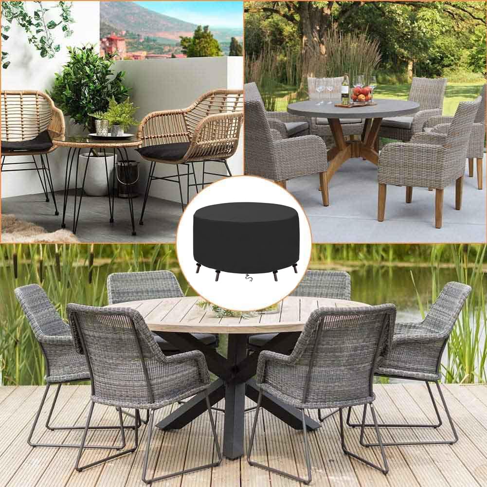 Ziewee Round Outdoor Table Cover Waterproof Round Patio Furniture Covers 600D Patio Table Cover for Table and Chair Sets Rainproof & Windproof Patio Cover 52" Dia x 28" H / 130x71cm