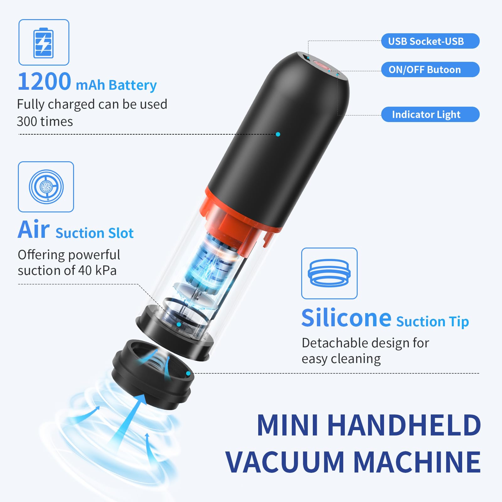 AIRMSEN Handheld Vacuum Sealer for Food Preservation & Storage, Portable Mini Vacuum Sealer with 11 PCS Reusable Sous Vide Bags and 2 PCS Vacuum Wine Sealer