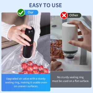 AIRMSEN Handheld Vacuum Sealer for Food Preservation & Storage, Portable Mini Vacuum Sealer with 11 PCS Reusable Sous Vide Bags and 2 PCS Vacuum Wine Sealer