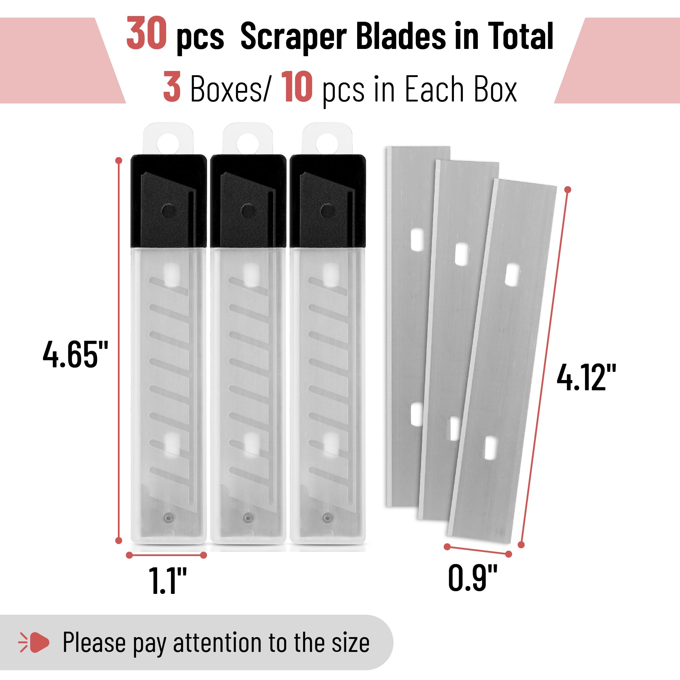 Bates- Replacement Scraper Blades, 4 Inch, 30 Pcs, Stainless Steel Razor Blades, Scraper Blades, Floor Scrapper Blade, Replacement Razor Blades, Paint Scraper Blades, 4 Inch Scraper Blades