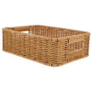 imitation rattan desktop storage basket rectangle finishing basket plastic rattan