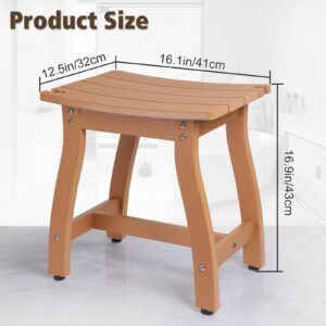 SUEH DESIGN Shower Bench, HIPS Shower Chair Waterproof Shower Stool for Inside Shower Spa, Shower Seat for Adults Elderly Indoor Outdoor, Teak