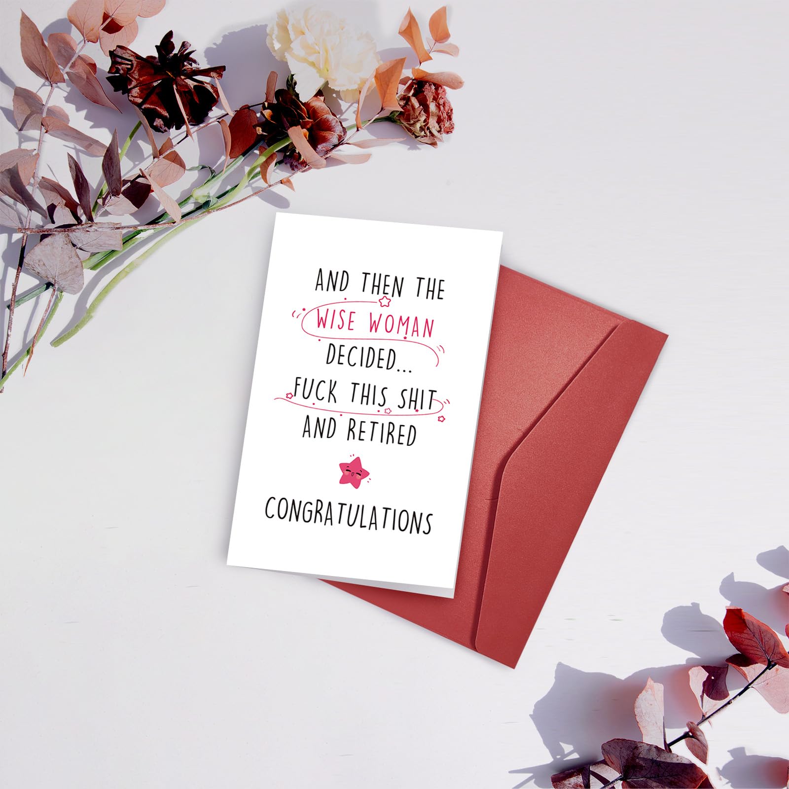 SuperShunhu Funny Retirement Card for Women, Colleague Leaving Work Card, Retiring Card Gift for Coworker, Humor Happy Retirement Card, The Wise Women Retired Congratulation Card