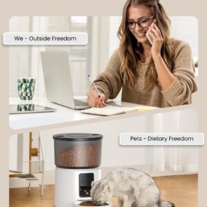 Automatic Cat Feeder: 2.4G/5G Cat Food Dispenser - Cat Feeder with 1-10 Meals - WiFi Cat Feeder Automatic - APP Control - Cat Automatic Feeders - Auto Cat Feeder - 3L Pet Feeder - BEMOONY White