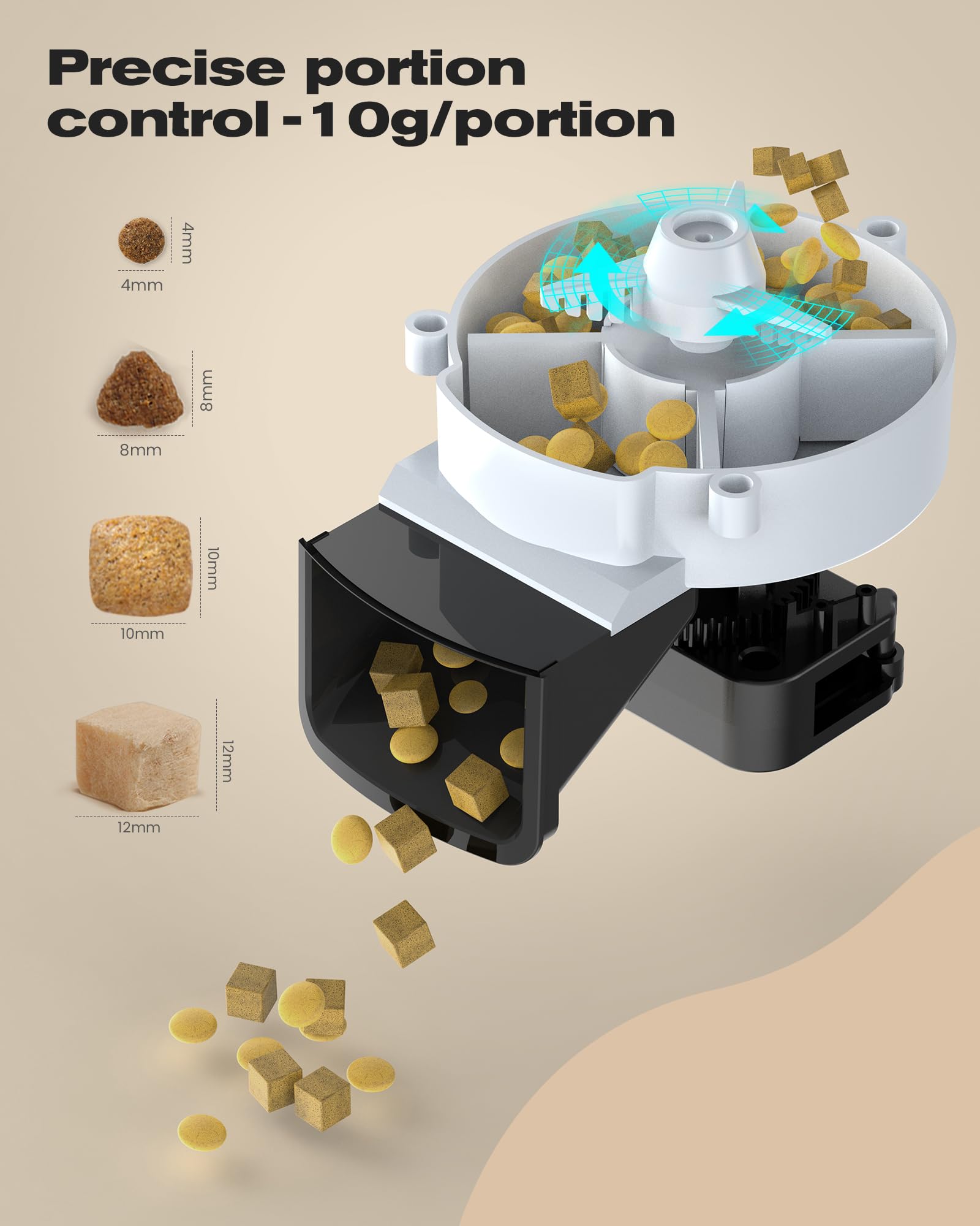 Automatic Cat Feeder: 2.4G/5G Cat Food Dispenser - Cat Feeder with 1-10 Meals - WiFi Cat Feeder Automatic - APP Control - Cat Automatic Feeders - Auto Cat Feeder - 3L Pet Feeder - BEMOONY White