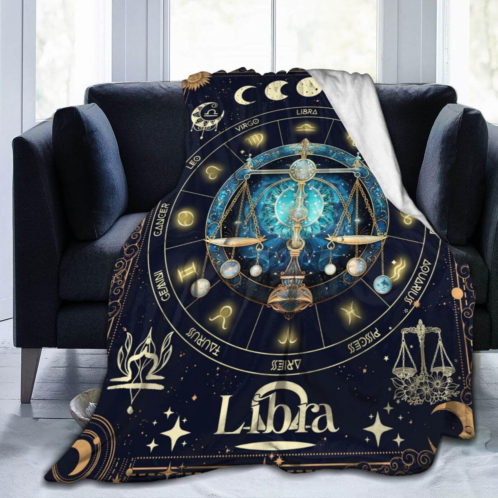 Homieblanket Libra Zodiac Blanket for Boys Girls, Secret Astrology Themed Design Printed Throw Blankets for Kids Lap, Chair Sofa, Soft Fleece Cozy Blanket, 40"x 50"