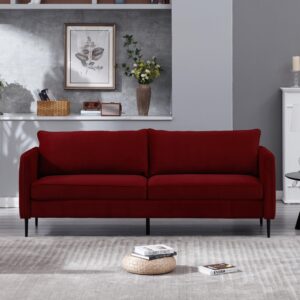 szlizccc velvet accent sofas 85" in,modern tufted loveseat sofas armcouch, comfy upholstered armchair, velvet accent sofas for bedroom living room (85" sofa wine red)