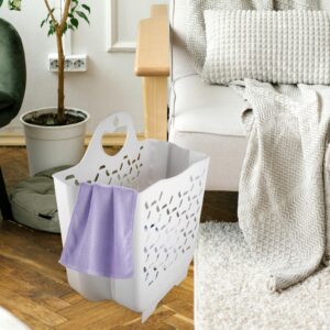 Collapsible Laundry Basket Clothes Storage Basket Dirty Cloth Basket Laundry Hamper Wall Mounted Laundry Basket Plastic Storage Bathroom Basket Organizer Tpe Child White Clothing