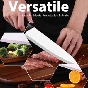 Rynal Ceramic Knife Chef Knife Meats Fruits Vegetables Knife - Sharp Ceramic Kitchen Knife with Sheath Cover - 8 Inch Black