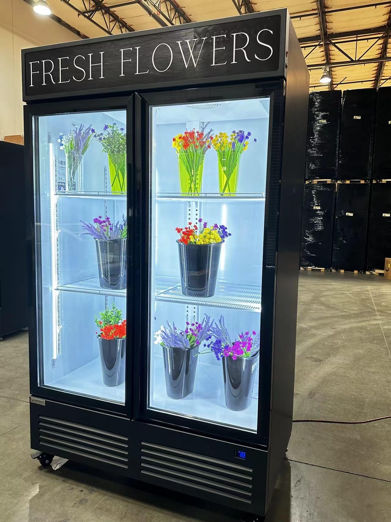 Commercial Flower Display Refrigerator Floral Fridge,Glass Door Flower Merchandiser Beverage Drink Cooler with LED Light Adjustable Shelves,ETL and NSF Approval,42.5Cu Ft,47.2" Wide,Hinge