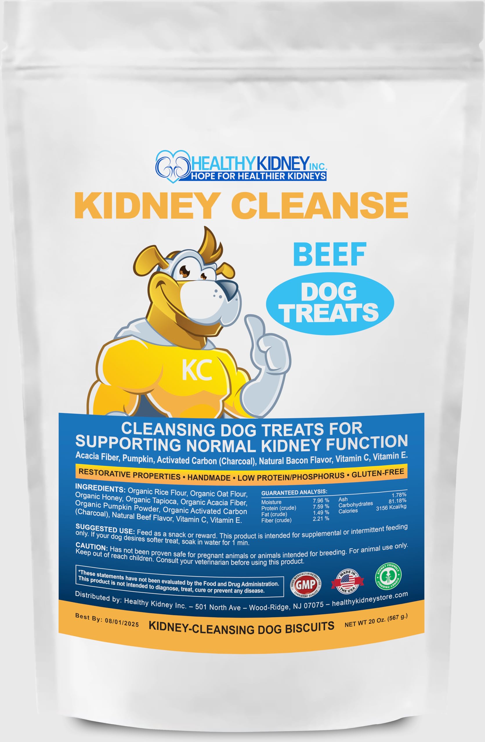 Kidney Cleanse Beef Dog Treats Supports Normal Kidney Toxin Elimination: 20 Oz. Low Protein Beef Dog Treats for Kidney Support. Kidney-Friendly Dog Food Diet Treat.