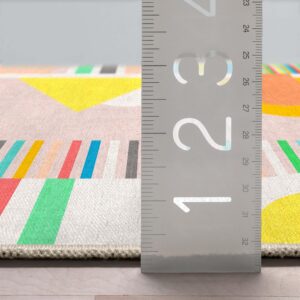 Well Woven Geometric Modern Flat-Weave Washable 7'10" x 9'10" Area Rug - Multi Color Bright Geometric Abstract - for Living Room, Dining Room and Bedroom