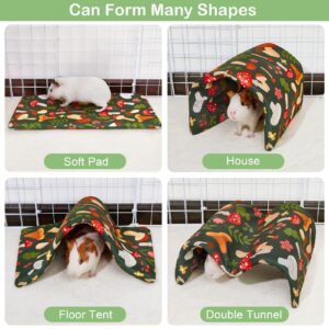 Bienbee Guinea Pig Tunnel, Guinea Pig Hideout, Washable Rabbit Tunnel and Bunny House, Rabbit Toys in Cages for Guinea Pig Bunny Rabbit Small Animal Green Mushroom