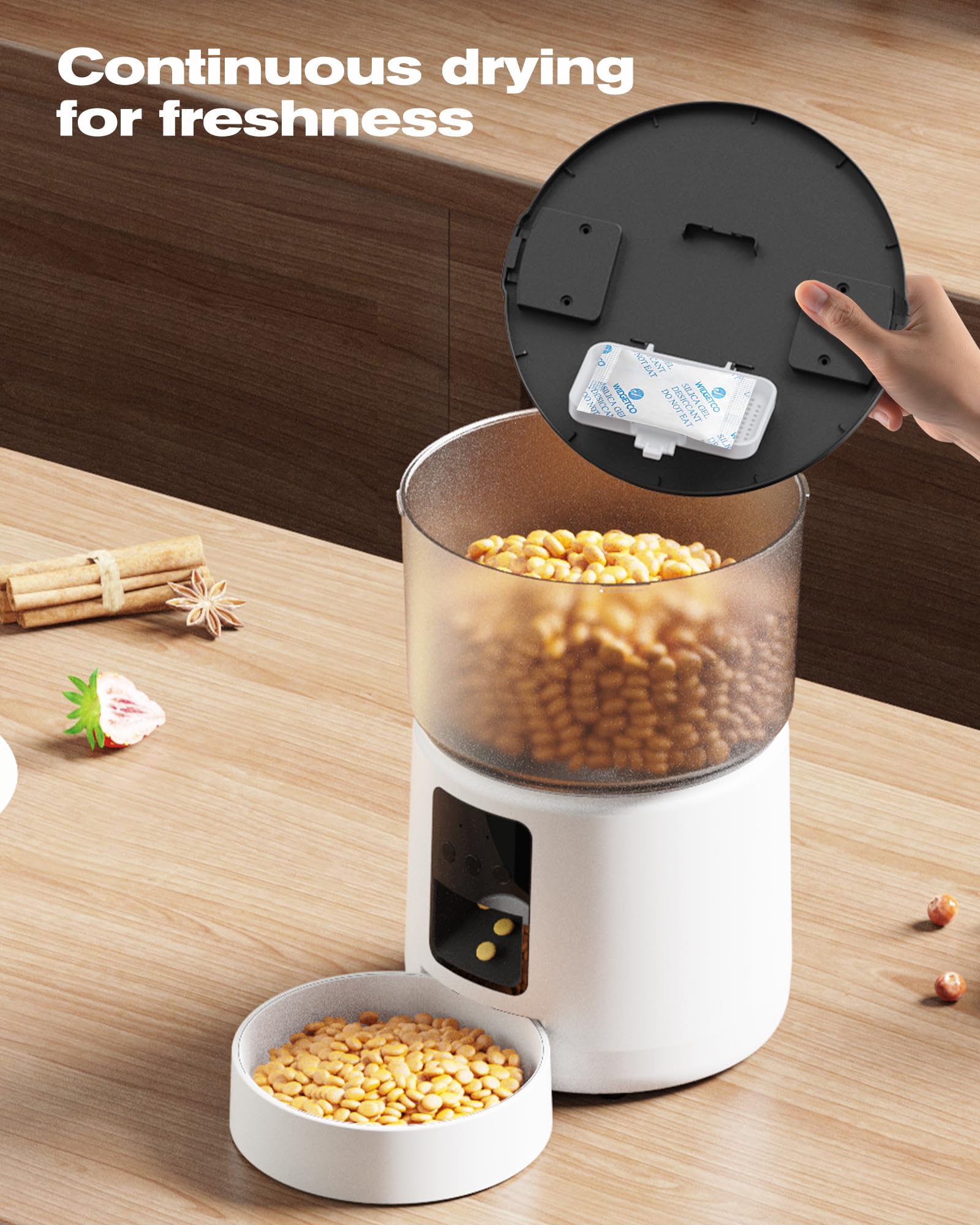 Automatic Cat Feeder: 2.4G/5G Cat Food Dispenser - Cat Feeder with 1-10 Meals - WiFi Cat Feeder Automatic - APP Control - Cat Automatic Feeders - Auto Cat Feeder - 3L Pet Feeder - BEMOONY White