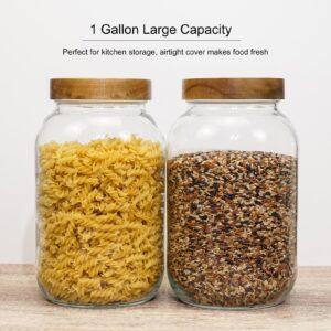 YoenKtss 1 Gallon Glass Jar with Airtight Lid, Wide Mouth Mason Jar with Wood Lid, Glass Storage Jars for Kitchen to Store Flour, Rice, Beans, Grains, Oats, Pasta, Sugar, Cookies