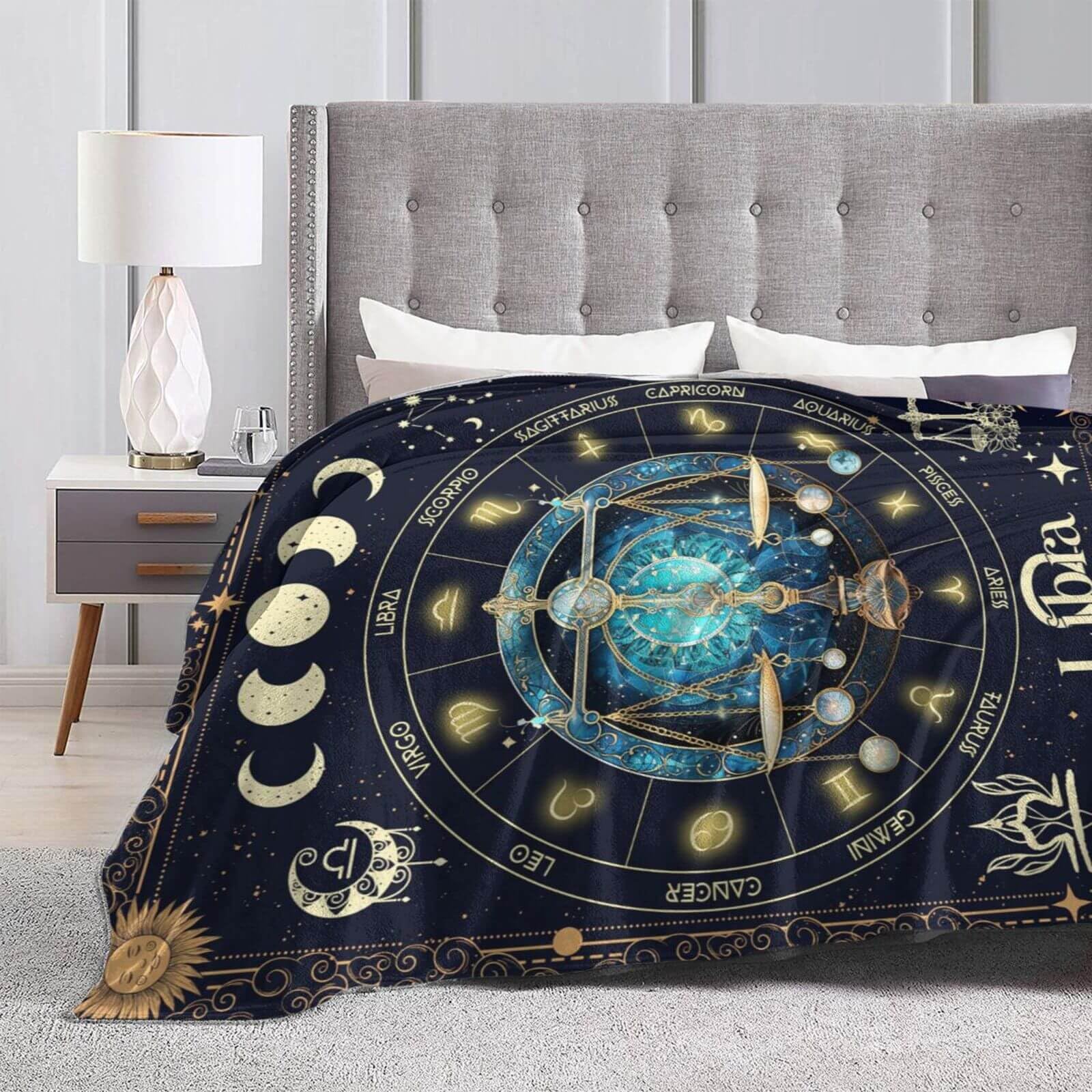 Homieblanket Libra Zodiac Blanket for Boys Girls, Secret Astrology Themed Design Printed Throw Blankets for Kids Lap, Chair Sofa, Soft Fleece Cozy Blanket, 40"x 50"