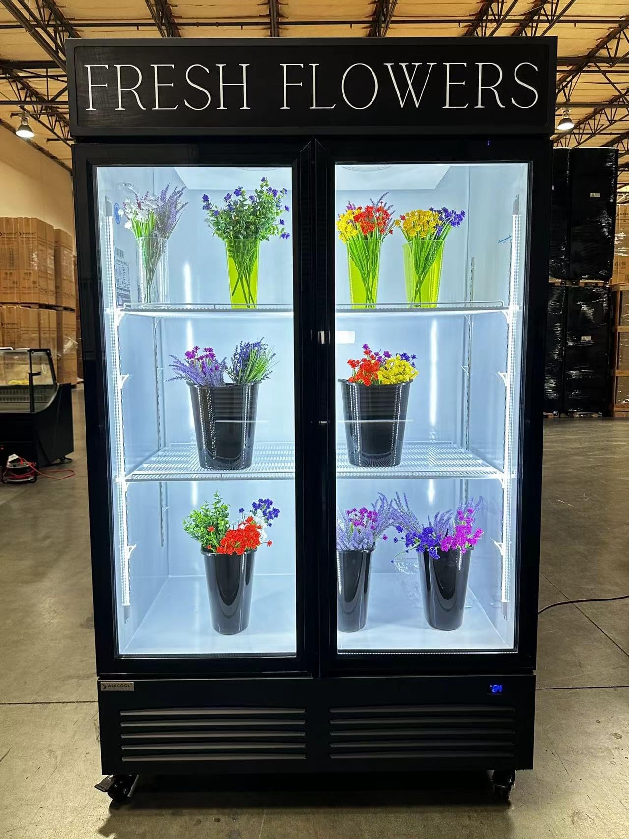 Commercial Flower Display Refrigerator Floral Fridge,Glass Door Flower Merchandiser Beverage Drink Cooler with LED Light Adjustable Shelves,ETL and NSF Approval,42.5Cu Ft,47.2" Wide,Hinge