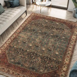 keen home design machine washable area rugs with non-slip backing, ideal for hallway, living room, bedroom, kitchen and laundry room, vintage moroccan and low pile rug - (5' x 7')