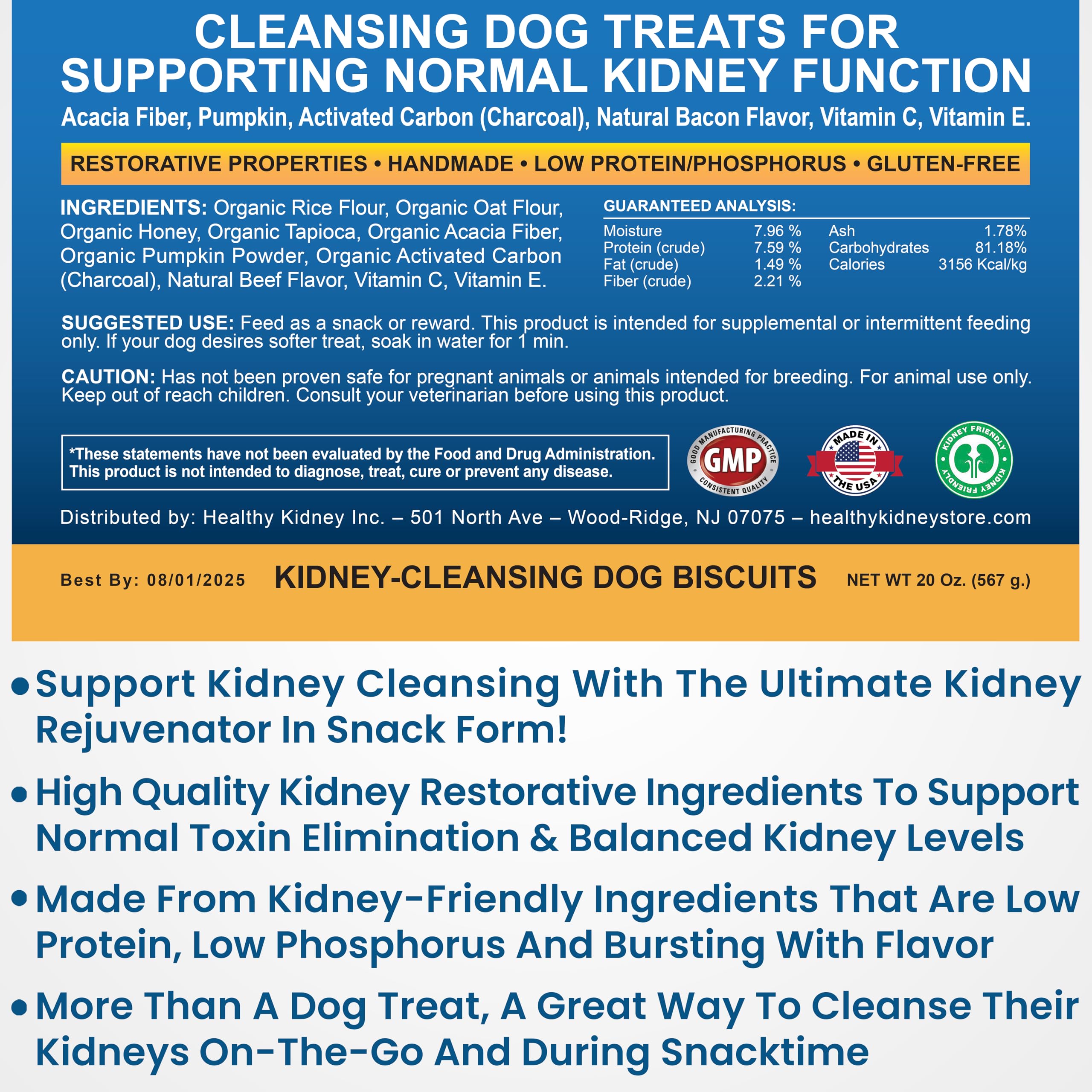 Kidney Cleanse Beef Dog Treats Supports Normal Kidney Toxin Elimination: 20 Oz. Low Protein Beef Dog Treats for Kidney Support. Kidney-Friendly Dog Food Diet Treat.