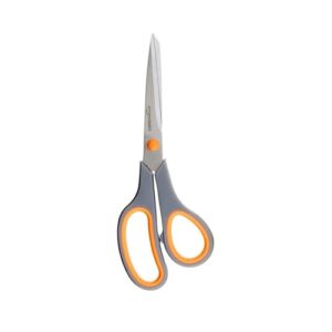 amazon basics scissors for office, crafts, multipurpose, sharp, comfort grip, pvd coated, stainless steel, grey, 1 pack