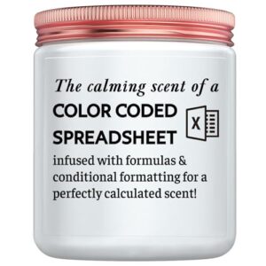 funny gift for accountant, data analyst, marketing specialist - coworker gifts, humor excel spreadsheet gift for colleague, white elephant goodbye gift for friend lavender candle