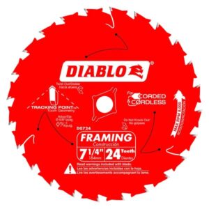 Diablo D0724A 7 1/4" Circular Saw Blade, 24 Tooth Framing Saw Blade 10 Pack, Tape Measure Included