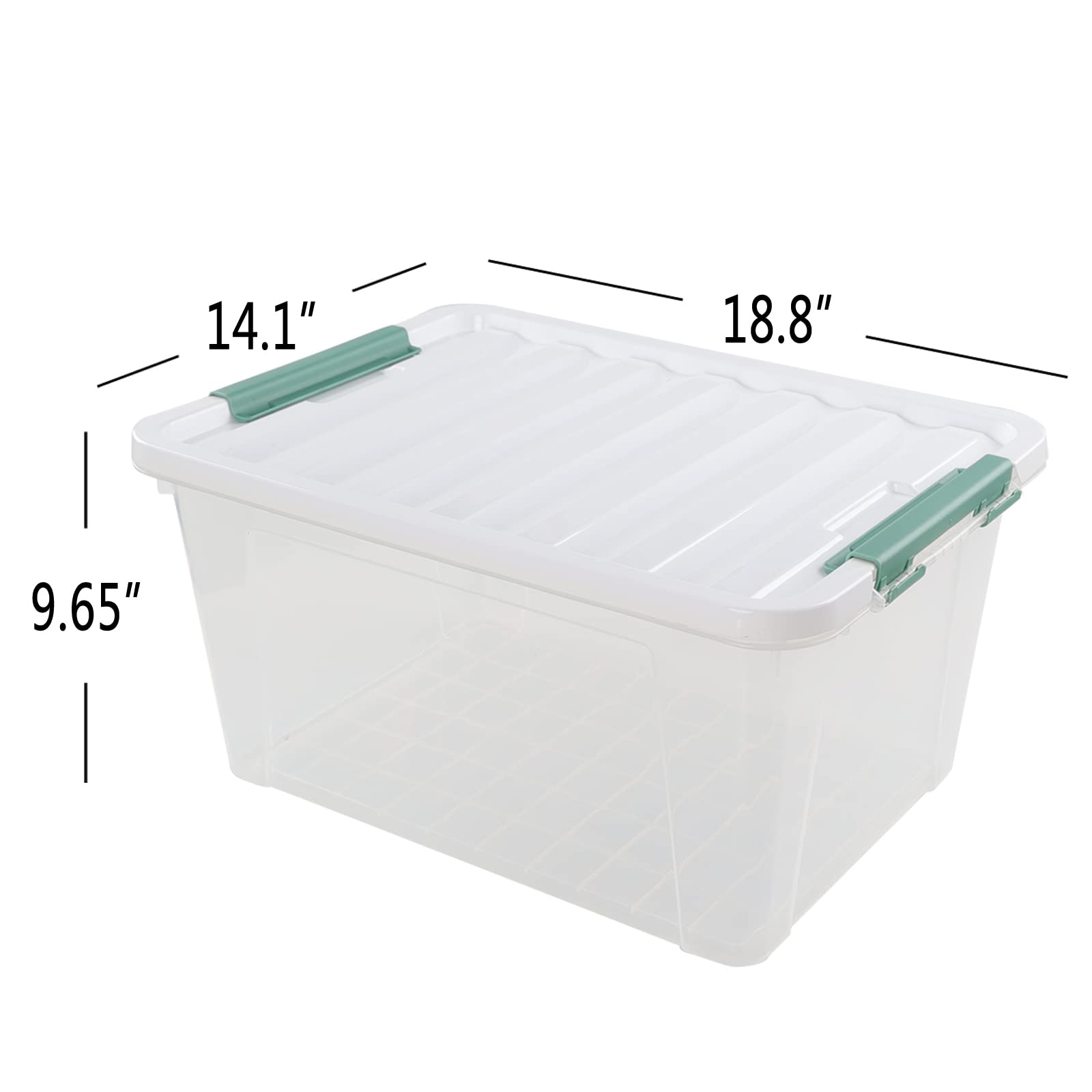 Afromy Set of 6 Latching Storage Box, Clear Plastic Bin with Lid, 35 Quart